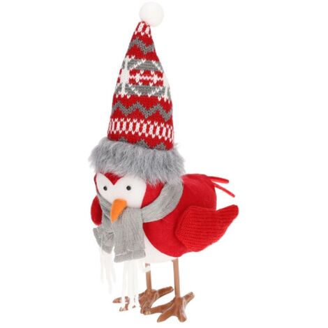 LED-Weihnachtsvogel (2xLR44 im Lieferumfang enthalten) (0,06W 3000K) IP20 9x21cm aus Polyester und Kunststoff in Rot und Grau (1/5)