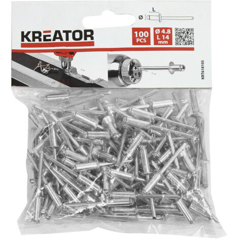 Beutel mit 100 Aluminiumnieten 4,8 x 14 mm 618105 Kreator (1/5)