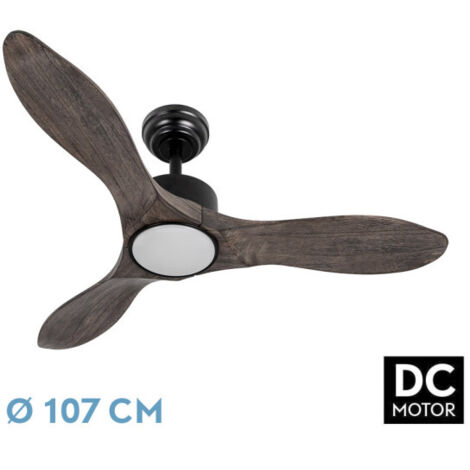 Abrila -Ventilator DC SEGRE Schwarz mit three Oak Blades mit 6 einstellbaren Geschwindigkeiten mit 3 Temperaturen ofLight Inklusive Fernbedienung (1/2)
