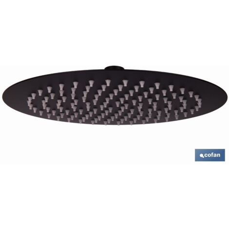 Extra dünner, kalkfreier, verstellbarer quadratischer Duschkopf Ø24,5 cm aus mattschwarzem Edelstahl (1/4)