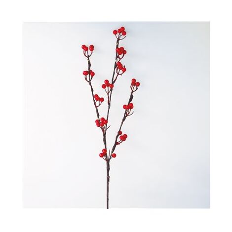 LED Dekozweig aus roten Beeren 0,75M Warmes Licht