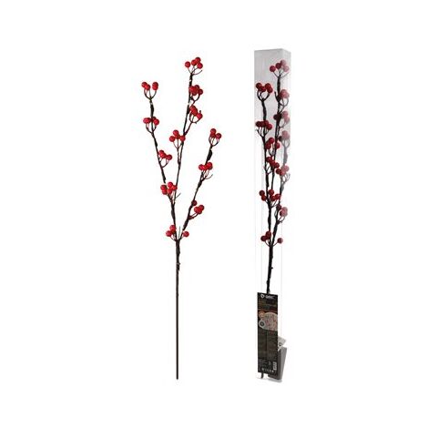 LED Dekozweig aus roten Beeren 0,75M Warmes Licht