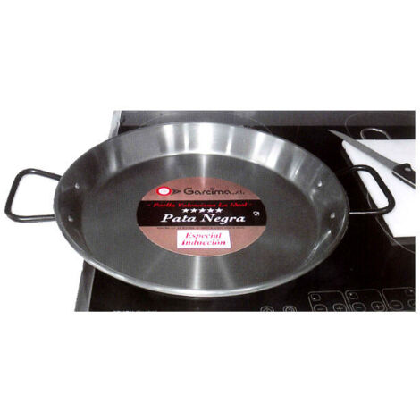 GARCIMA Induktions-Paella-Pfanne, poliert, 34 cm – 2 Portionen, 2 Griffe