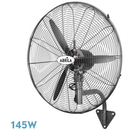 Industrieller Wandventilator borrasca schwarz 3 Geschwindigkeiten 145w 3 Flügel fest und drehbar 60x56x30cm
