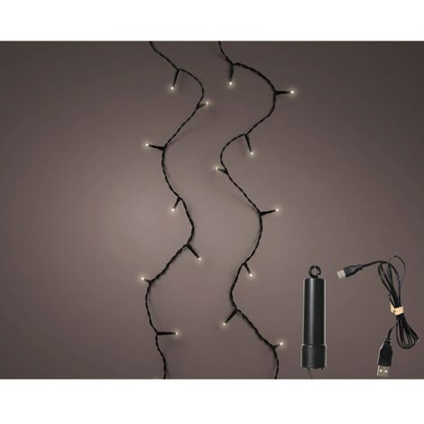 Multifunktionale LED-Lichterkette für den Außenbereich mit 100 mehrfarbigen LEDs und einem 7,4 m langen schwarzen Kabel.