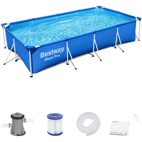 Pro rechteckiger Stahlpool mit Luftreiniger 400x211x81 5700 L 56424