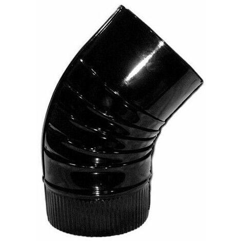 Schwarzes, vitrifiziertes Winkelrohr für Öfen 120 mm. 45°