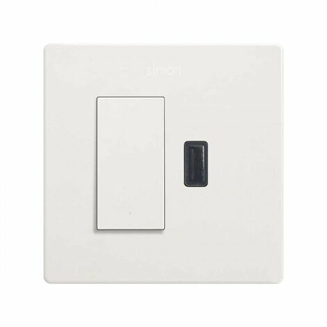 SIMON 270 Monoblock-Kit mit Druckknopfschalter + USB-Ladegerät A 2.1A SmartCharge weiß 27191610-090 (1/2)