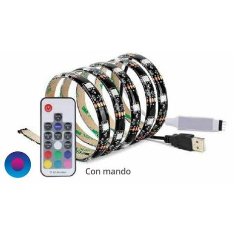 RGB Stripe USB 5V - 5 Meter - LED Band dimmbar 6W warmweiß inkl.  Fernbedienung 150 LEDs flexibel kürzbar selbstklebend USB 5V | weiß