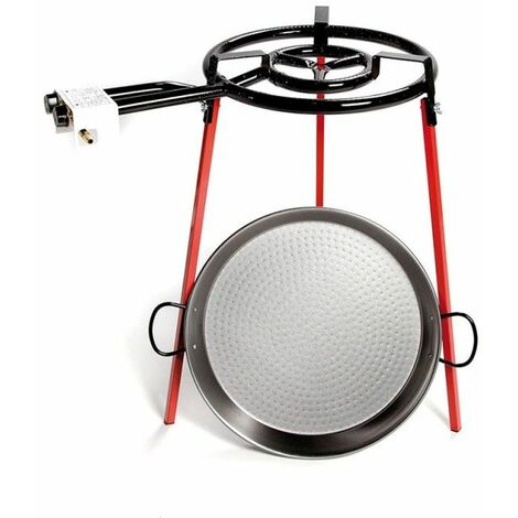 Vaello Poliertes Paella-Pfannen-Set ø46 cm mit Stativ und 400 mm Gasbrenner