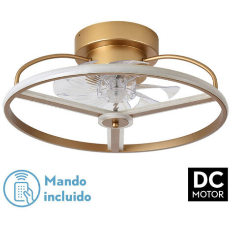FABRILAMP Ventilator 60w Dc Bora Gold 8 Flügel Transp.18x50x50cm 6 Vel. 3 Farben / Earthquake, Memory, Timer & Dimmer 5100lm (1/2)