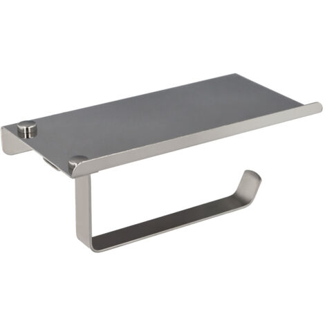Maurer Rollenhalter mit selbstklebendem Rollregal/Schrauben. Edelstahlfarbe (1/5)