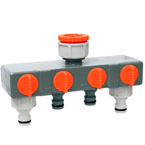 4-Wege-Adapter für Gartenhahn mit 19mm 3/4" Schnellverschlusskupplungen edm (1/2)