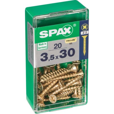 Schachtel mit 20 Einheiten Spax-Holzschraube mit flachem Yellox-Kopf 3,5 x 30 mm Spax (1/5)