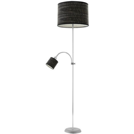FABRILAMP Boden De Wohnzimmer Armonia 1xe27 1xe14 Silber-Holz Schwarz C/lector 155x40x40 Cm (1/2)