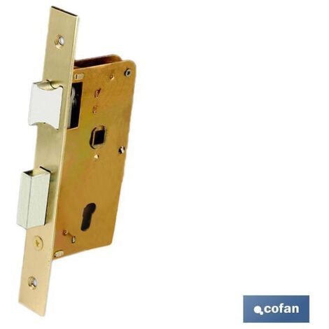 Einsteckschloss + Schließblech D47 E50 Messing (Holztüren)