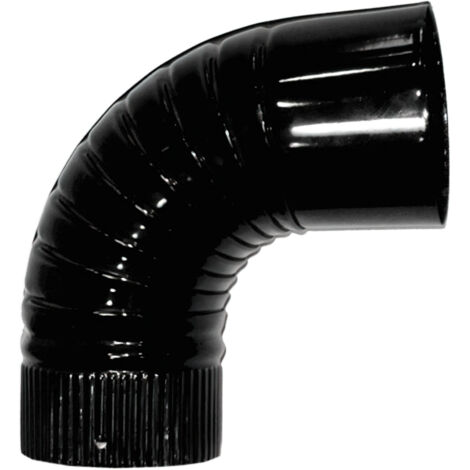 Schwarzes, vitrifiziertes Winkelrohr für Öfen 120 mm. 90°.