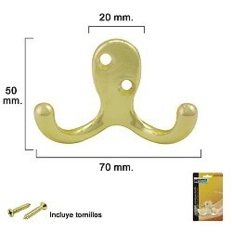 Doppelhaken aus Messing zum Anschrauben mit mitgelieferten Schrauben.