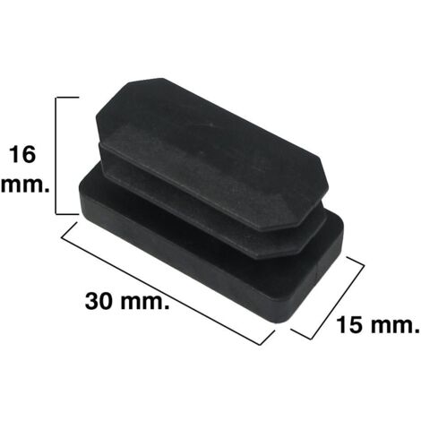 Schwarze rechteckige Zwinge 15x30mm. Blister 4 Stück. (1/3)
