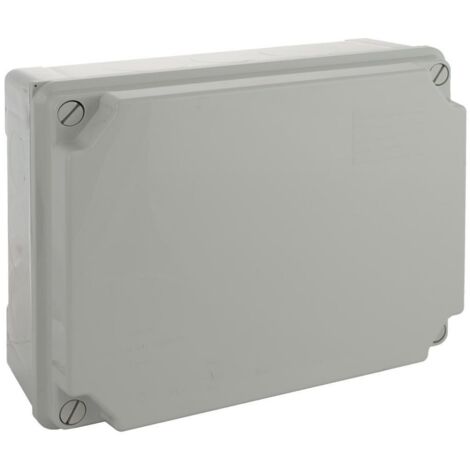 Rechteckiger wasserdichter Anschlusskasten ohne Konen IP65/IK09 310x240x125mm/320x250x135mm mit Verschlussdeckel mit grauen Schr
