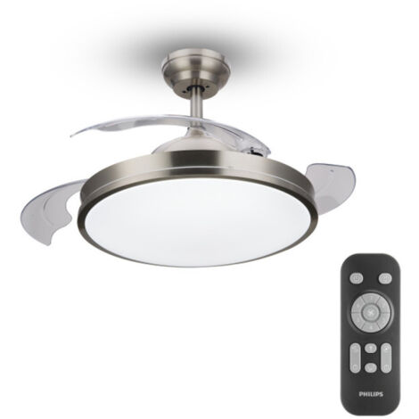PHILIPS LED-Deckenventilator Modell Atlas Nickelfarbe 28+35W Flügel 106cm mit Fernbedienung