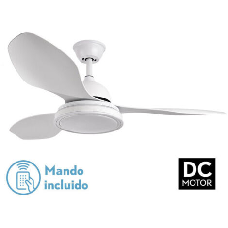 FABRILAMP Ventilator 48w Dc Datoo White 3 Flügel Weiß 6 Vel. 33/48x122x122cm 3 Farben mit Erdbeben, Speicher und Timer 4080lm (1/2)