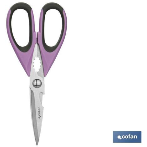 Lila Schere aus Edelstahl. Sena-Modell 22 cm