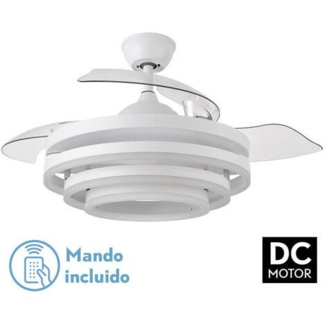 FABRILAMP Lüfter 72w Dc Kai White 3 Blades Transp. 6 Vel. 3 Farben 43/58x50/107/Quake,memory & temp. 6120lm (1/4)