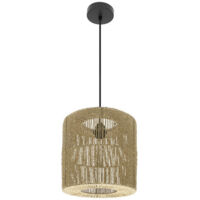FABRILAMPFabriano Hängeleuchte de Deckenleuchte Fabriano 1xe27 Schwarz/natur Regx28x28cm