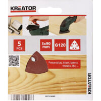 Satz mit 5 dreieckigen Klett-Schleifpapierblättern 90 mm G120 krt210007 Kreator