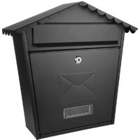Briefkasten aus verzinktem Stahl, 37 x 36 x 13,5 cm, schwarzes Dach, Olena-Serie