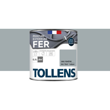 Tollens – Peinture fer extérieure brillante 0,5L – Ultra résistante, séchage rapide – Antirouille pour métaux ferreux – Couverture 8m²