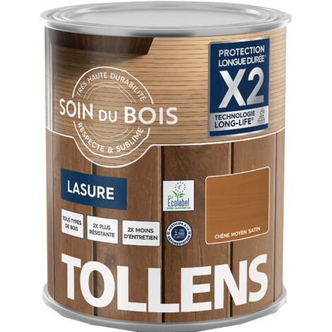 Tollens – Lasure extérieure ultra résistante satinée 1L – Pour tous types de bois – Technologie LONG-LIFE® – Rendement 14 m²/L/couche