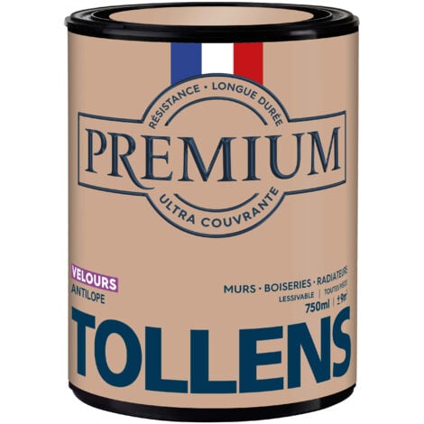 Peinture couleurs - Ultra Couvrante - TOLLENS - Résistante - Velours - Antilope - 0,75L