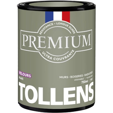 Peinture couleurs - Ultra Couvrante - TOLLENS - Résistante - Velours - Kaki - 0,75L
