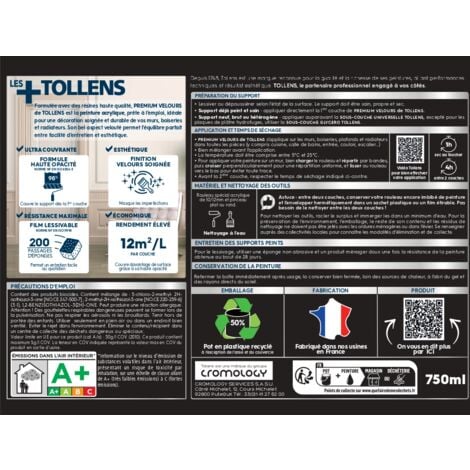 Peinture couleurs - Ultra Couvrante - TOLLENS - Résistante - Velours - Kaki - 0,75L