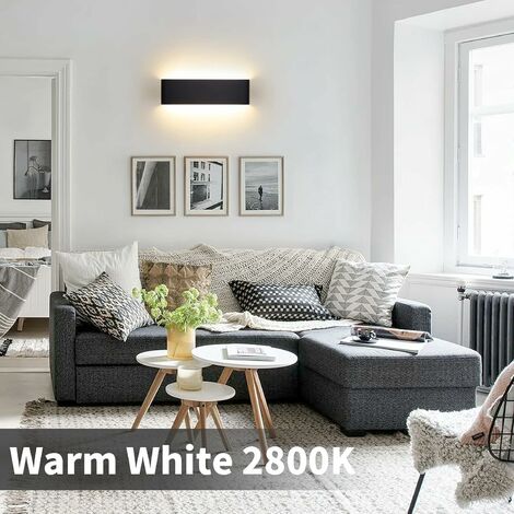 LED Applique Mural Interieur Noir 30CM Wowatt Enfant Lampe Murale Moderne  2800K Blanc Chaud 12W 220V