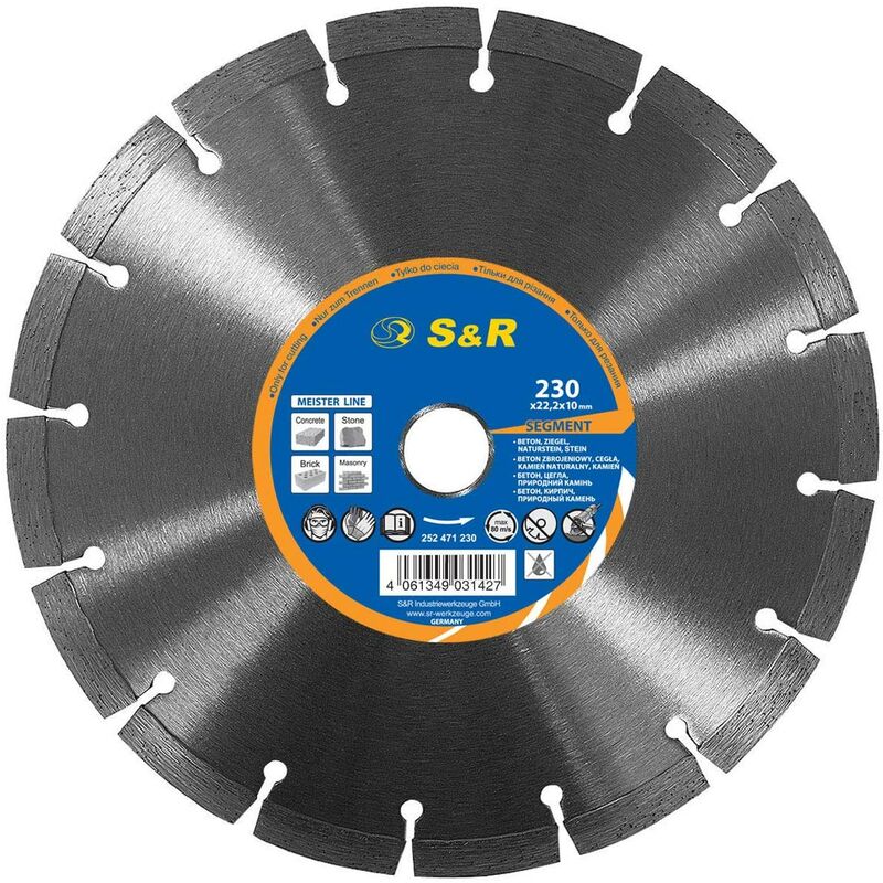 S&R Disco Diamantato 115 mm per Smerigliatrice per Taglio ferro