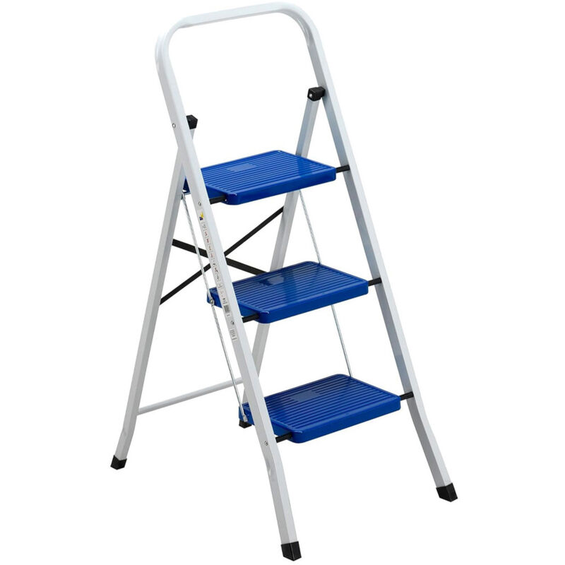 Sgabello 3 Gradini CILVANI | Acciaio Antiscivolo Bianco | Portata 150 Kg - Foto 10