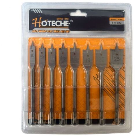 Kit 8 Pezzi Mecchie Mecchia per Legno Punte Piatte a Paletta per Trapano  511022