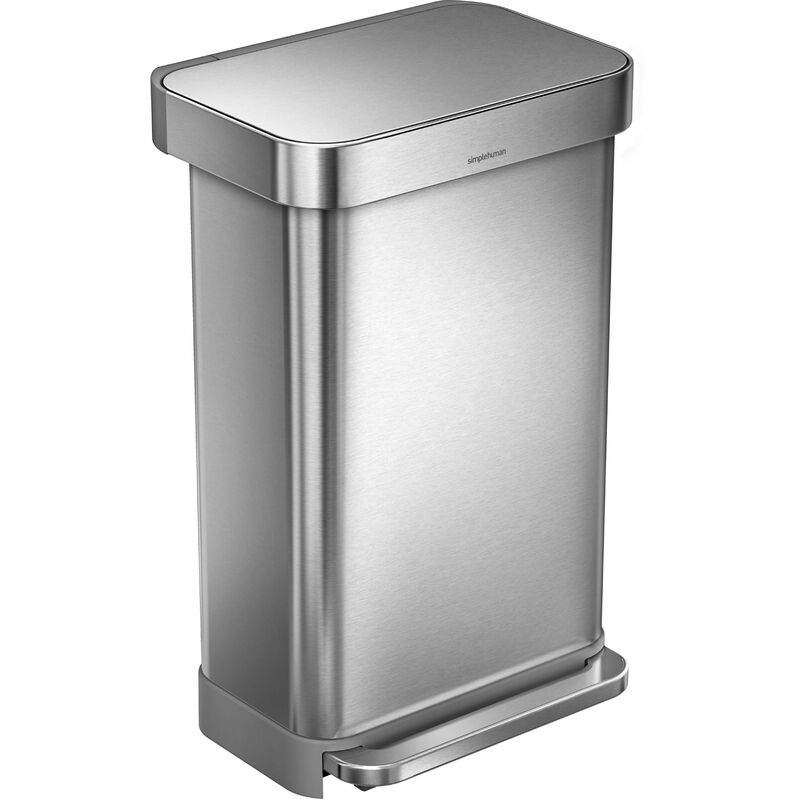 papelera rectangular con pedal 45l acero inoxidable cepillado - cw2024 - simplehuman -