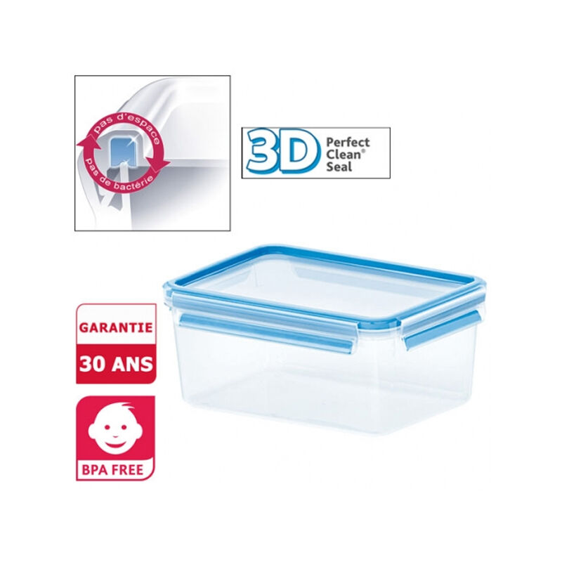 Recipiente Para Alimentos emsa clip close conservador de plástico rectangular transparente y azul caja comida 23l 508544