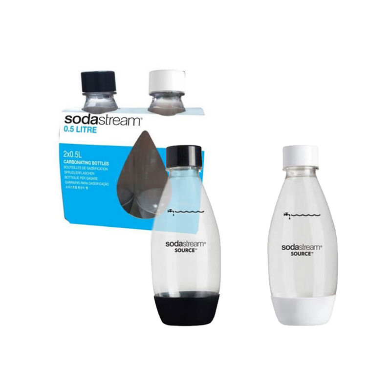 Sodastream 3000047 Lote de 2 botellas para bebidas gaseosas 05 color blanco y negro 05l