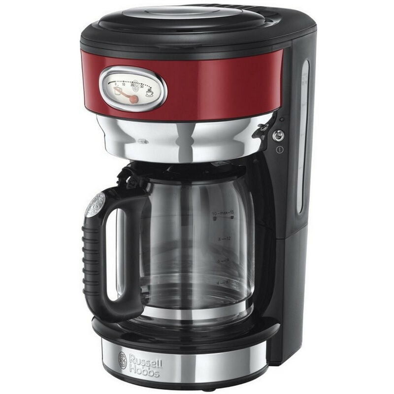 cafetera de filtro 10 tazas 1000w negro rojo - 2170056 - russell hobbs -