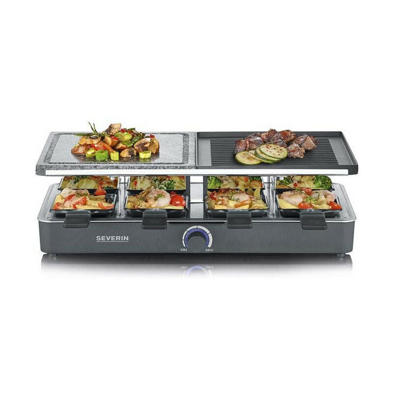 Parrilla raclette 1400w 8 personas + parrilla piedra + parrilla - 2371 - severin -