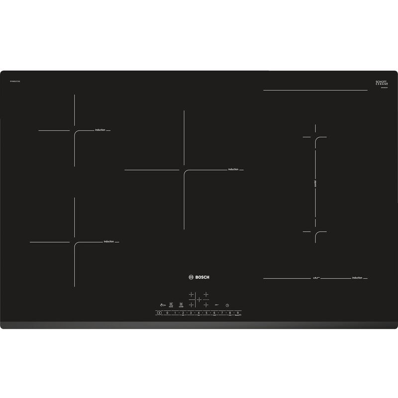 placa de inducción 80cm 5 fuegos 7400w negra - pvw831fc5e - bosch -