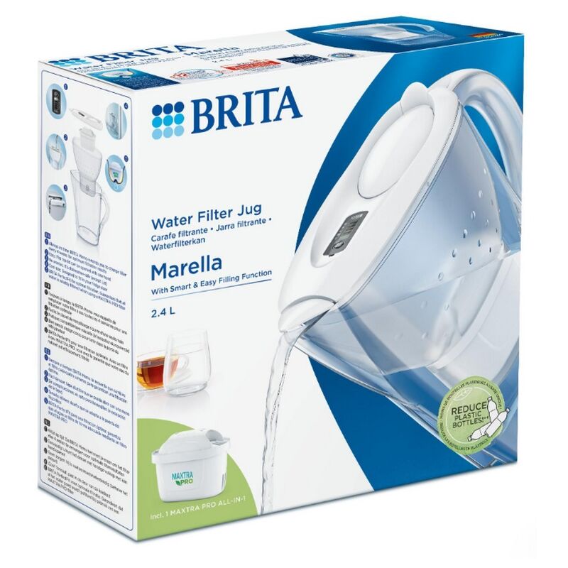 Brita Jarra Filtrante Marella Maxtra+ 2.4L Con 2 Filtros Y Botella  Transparente