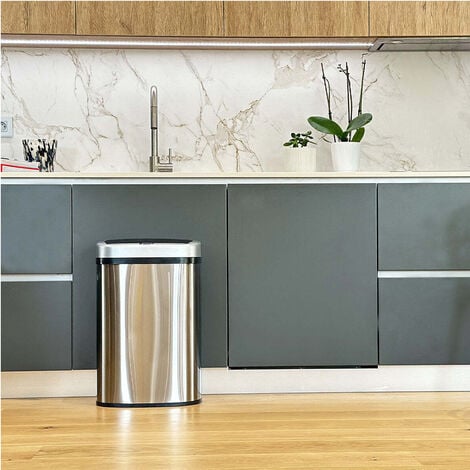 Bote de basura automático de acero inoxidable de 58l. - bat-58ls06a silvery - kitchen move -