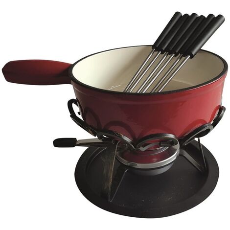 set de fondue liso rojo 24 cm calentador de hierro forjado - DSBRGSAF24 - tableandcook -