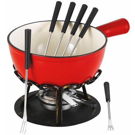 set de fondue liso rojo 20 cm calentador de hierro forjado - DSBRGSAF20 - tableandcook -